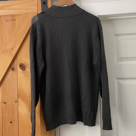 Oscar de la Renta Mens 1/2 Zip Argyle Mock Pullover Sweater Grey Black - Picture 3 of 5